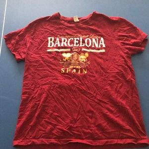 Barcelona Tee, nice dark red color. More towards men’s small